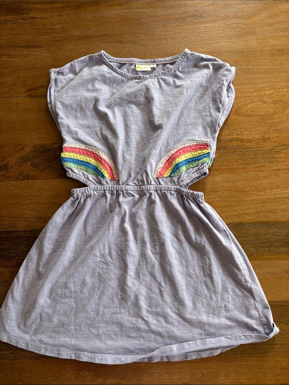Mini Boden- Kids Lavender Dress with Rainbow Embroidery